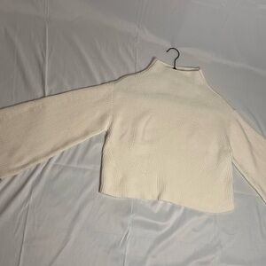 Maeve Cream Turtleneck Sweater with Knit Texture